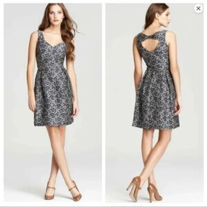 Trina Turk Silver & Blue Brocade Cocktail Dress | Size 4 | EUC